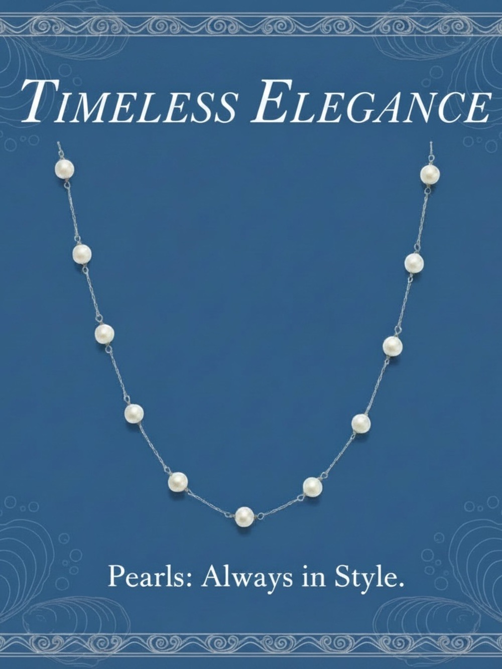 Pearl Station Necklace - White Pearls